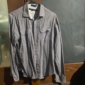 Black and White Plaid Mens Dress Short